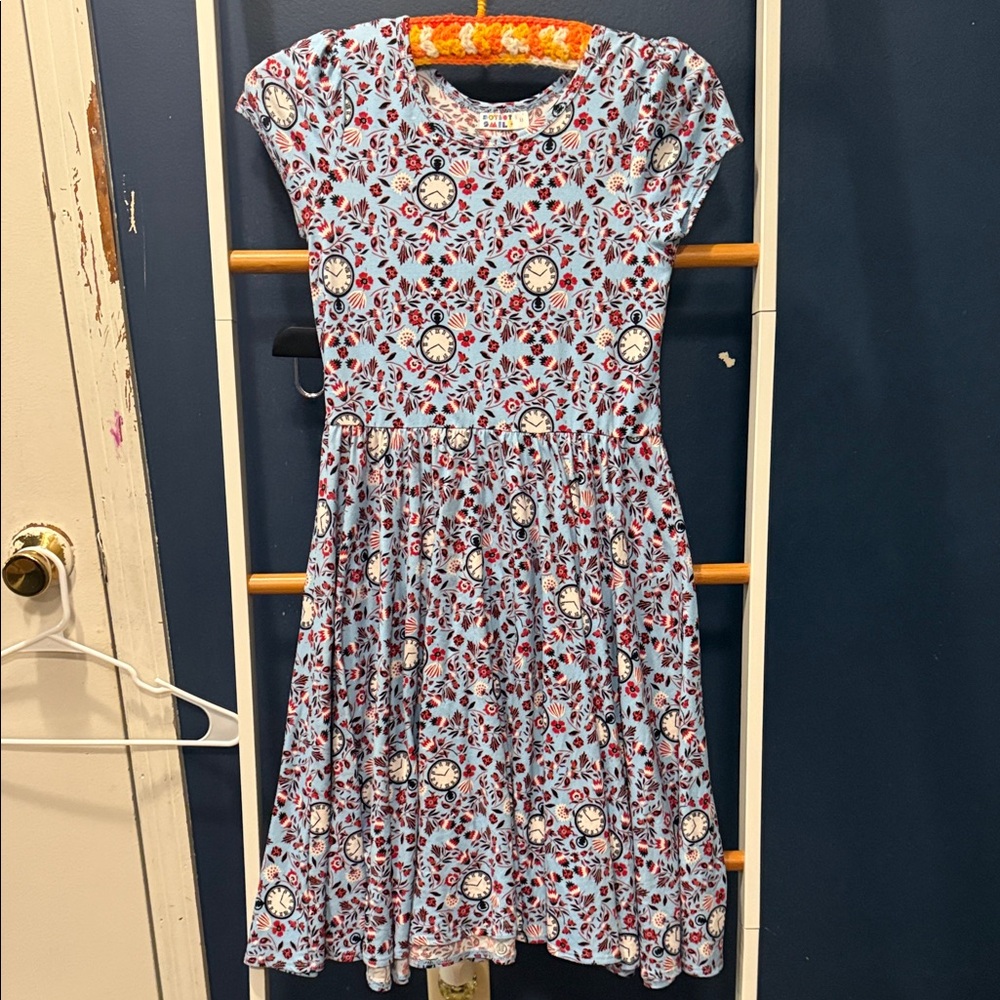 Dot Dot Smile Kids Dress in Blue with Floral Pattern